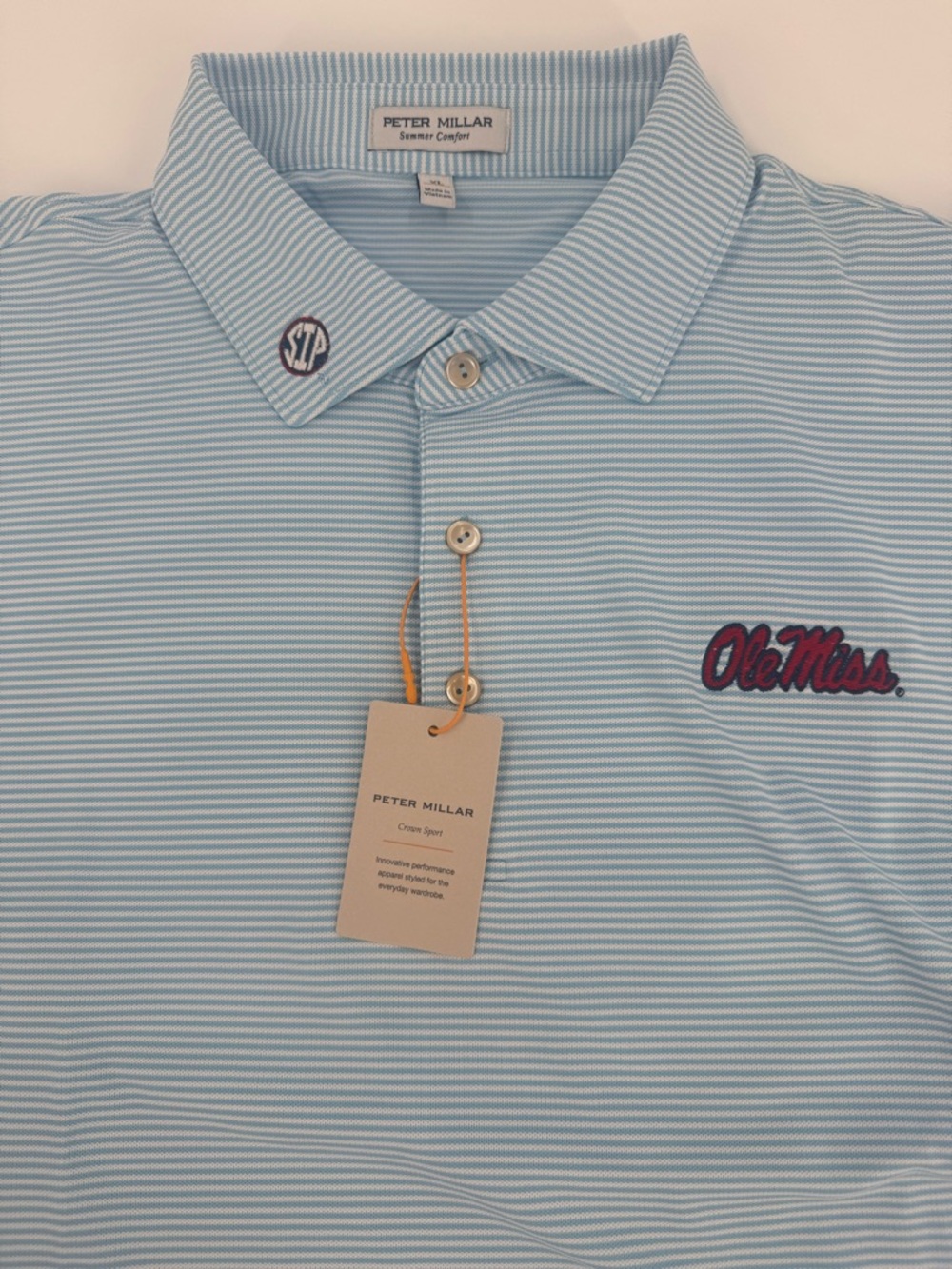 SIP EMBROIDERED COLLAR-Peter Millar Ole Miss Candor Mesh Performance Polo-NWT-XL
